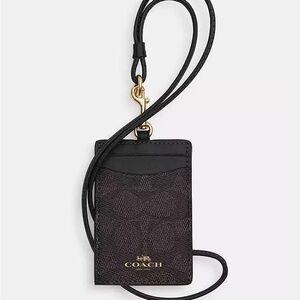 NWT COACH ID Lanyard in Signature Canvas with Purple Accent